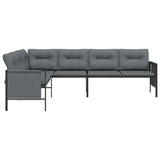 Kampinė sodo sofa, antracito spalvos, plienas ir tekstilenas