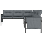 Kampinė sodo sofa, antracito spalvos, plienas ir tekstilenas