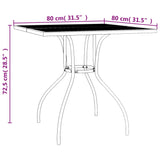 Sodo stalas, antracito, 80x80x72,5cm, plienas, tinklelis