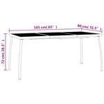 Sodo stalas, antracito, 165x80x72cm, plienas, tinklelis