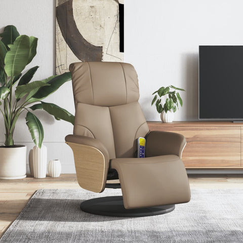 Atlošiama masažinė kėdė su pakoja, kapučino, dirbtinė oda