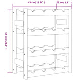 Vyno laikiklis 16 butelių, pilkas, pušies medienos masyvas