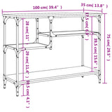 Konsolinis staliukas su lentynomis, pilkas ąžuolo, 100x35x75cm