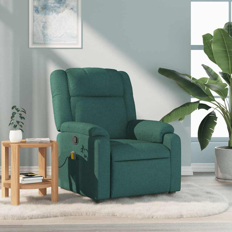 Atlošiamas masažinis krėslas, tamsiai žalios spalvos, audinys