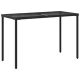 Stalas su stikliniu stalviršiu, juodas, 115x54x74cm, ratanas