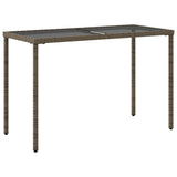 Stalas su stikliniu stalviršiu, pilkas, 115x54x74cm, PE ratanas