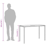 Stalas su stikliniu stalviršiu, pilkas, 115x54x74cm, PE ratanas