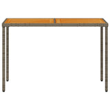Stalas su akacijos stalviršiu, pilkas, 115x54x74cm, poliratanas
