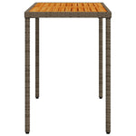 Stalas su akacijos stalviršiu, pilkas, 115x54x74cm, poliratanas