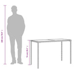 Stalas su stikliniu stalviršiu, pilkas, 115x54x74cm, PE ratanas