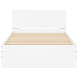 Lovos rėmas su galvūgaliu ir LED lemputėmis, baltas, 100x200cm