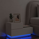 Naktinė spintelė su LED lemputėmis, balta, 70x36x40,5cm