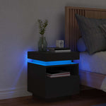 Naktinė spintelė su LED lemputėmis, juoda, 40x39x48,5cm