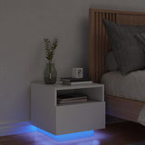 Naktinė spintelė su LED lemputėmis, balta, 40x39x37cm