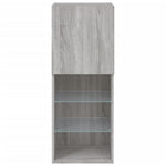 TV spintelė su LED lemputėmis, pilka ąžuolo, 40,5x30x102cm