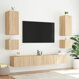 Sieninės TV spintelės su LED, 2vnt., ąžuolo, 40,5x35x40cm