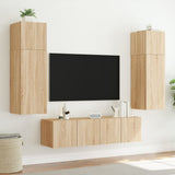 Sieninė TV spintelė su LED lemputėmis, ąžuolo, 60x35x41cm