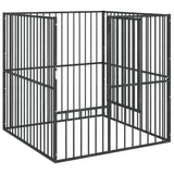 Aptvaras šunims, 4 segmentai, juodas, galvanizuotas plienas