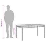 Sodo stalas, juodas, 140x80x75cm, poliratanas/akacijos mediena