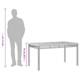 Sodo stalas, pilkas, 140x80x75cm, poliratanas ir akacija
