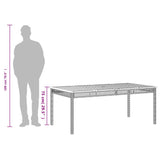 Sodo stalas, pilkas, 180x90x75cm, poliratanas ir akacija