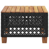 Sodo stalas, juodas, 55x55x36cm, poliratanas/akacijos mediena
