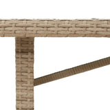 Stalas su stikliniu stalviršiu, smėlio, 190x80x75cm, PE ratanas