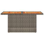 Sodo stalas, pilkas, 100x55x73cm, poliratanas/akacijos mediena