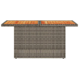 Sodo stalas, pilkas, 100x55x73cm, poliratanas/akacijos mediena