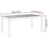 Sodo valgomojo stalas, 180x90x75cm, akacijos medienos masyvas