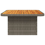 Sodo stalas, pilkas, 80x80x71cm, poliratanas/akacijos mediena