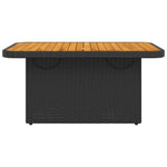 Sodo stalas, juodas, 90x55x71cm, poliratanas/akacijos mediena