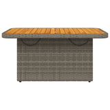 Sodo stalas, pilkas, 90x55x71cm, poliratanas/akacijos mediena