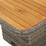 Sodo stalas, pilkas, 90x55x71cm, poliratanas/akacijos mediena