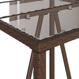 Lauko baro stalas, rudos spalvos, 70x70x110cm, poliratanas