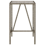 Lauko baro stalas, pilkos spalvos, 70x70x110cm, poliratanas