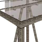 Lauko baro stalas, pilkos spalvos, 70x70x110cm, poliratanas