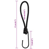 Bungee virvelės su kabliukais, 50vnt., 17cm