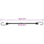 Bungee virvelės su juostelėmis ir kabliukais, 25vnt., 38cm