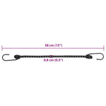 Bungee virvelės su juostelėmis ir kabliukais, 50vnt., 38cm