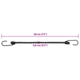 Bungee virvelės su juostelėmis ir kabliukais, 50vnt., 38cm