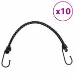 Bungee virvelės su juostelėmis ir kabliukais, 10vnt., 46cm