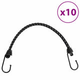 Bungee virvelės su juostelėmis ir kabliukais, 10vnt., 46cm