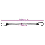 Bungee virvelės su juostelėmis ir kabliukais, 10vnt., 46cm
