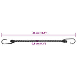 Bungee virvelės su juostelėmis ir kabliukais, 25vnt., 46cm