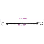 Bungee virvelės su juostelėmis ir kabliukais, 50vnt., 46cm