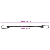 Bungee virvelės su juostelėmis ir kabliukais, 50vnt., 46cm