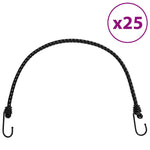 Bungee virvelės su juostelėmis ir kabliukais, 25vnt., 59cm