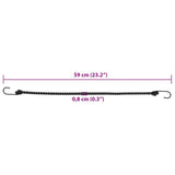 Bungee virvelės su juostelėmis ir kabliukais, 50vnt., 59cm