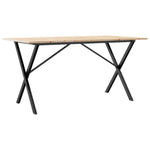 Valgomojo stalas, 160x80x75cm, pušis ir plieninis, X formos rėmas